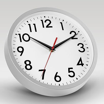 DAXSMY 12 Inch Wall Clock, Battery Operated Silent Non Ticking - color: B-silver, size: 12"