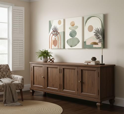 LAJDXSX 3 Pcs Mid Century Modern Boho Abstract Canvas Wall Art - color: Lotus Leaf, size: 12x16in-Canvas