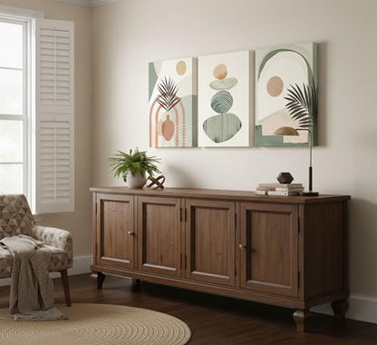 LAJDXSX 3 Pcs Mid Century Modern Boho Abstract Canvas Wall Art - color: Lotus Leaf, size: 12x16in-Canvas