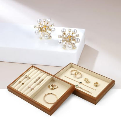 Oirlv Wood Ring Display Tray - color: Cream, size: 11 slot