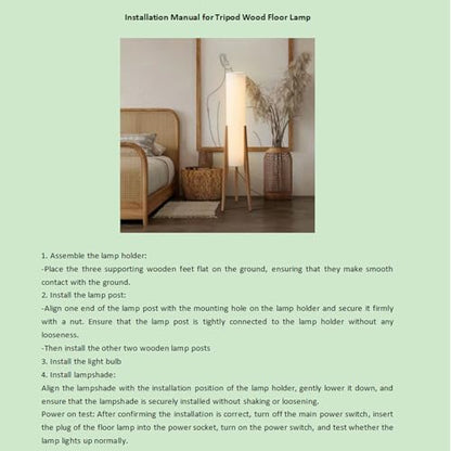 Log Wood Tripod Floor Lamp,Modern Farmhouse Style,50 Inch Height - color: Natural Wood