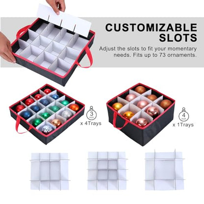 Large 2-in-1 Christmas Ornament Storage Box - High Capacity Storage, Easy Organization Protect Your Holiday Decorations (Black)