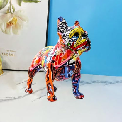 French Bulldog Statue Sculpture Modern Graffiti Dog Home Decor Figurine - color: C1