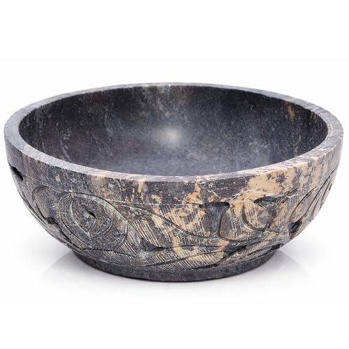 Marble Soapstone Smudge Pot Stone Bowl, 5 Inch