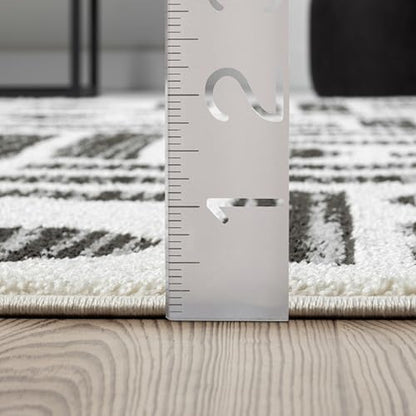 Abani Nomad Cream & Grey Area Rug 6' x 9' for Living Room, Bedroom - Geometric Pattern - Durable & Easy to Clean - size: 6x9