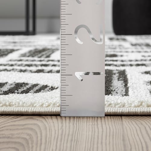 Abani Nomad Cream & Grey Area Rug 5' x 8' for Living Room, Bedroom - Geometric Pattern - Durable & Easy to Clean - size: 5x8