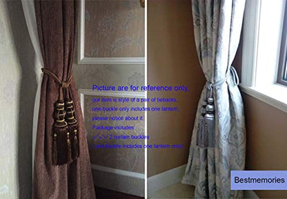 Paired Lantern Single Hanging Ball Tassels Curtains Buckle Sling Binding Lantern Tiebacks Handcrafted Braided Buckle Drapery Curtain Holdbacks Window Treatments for Home 2 Pack - color: Brown, size: 11.81 inches