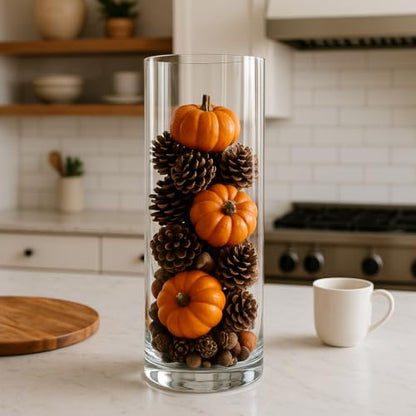 CYS EXCEL Cylinder Clear Glass Vase (H-16" D-6") | Multiple Size Choices Glass Flower Vase Centerpieces | Hurricane Floating Candle Holder Vase - size: H-16" D-6"