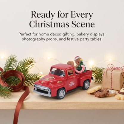 Christmas Red Gingerbread Pickup Truck Table Decor - color: Red