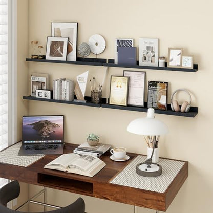 Axeman 30 Inch Floating Shelves, Black Picture Ledge Shelf Set of 4 - color: Black, size: 30 Inch