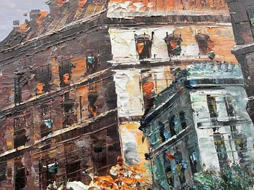 Alenoss Modern Oil Paintings Paris Eiffel Tower Landscape Wall Art 48x24 Inches - color: AL-B94