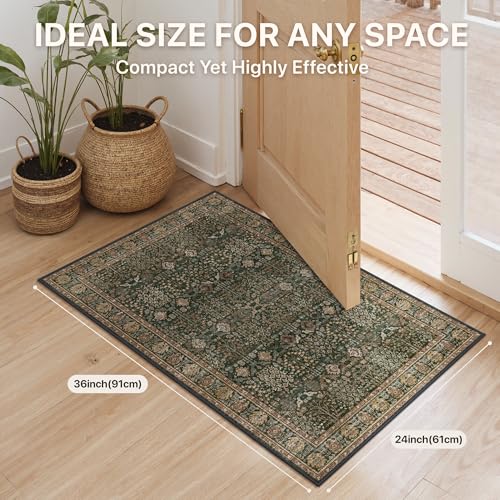 Bavni 2x3 Washable Rug, Non Slip Entryway Mat, Dark Green Brown - color: Dark Green Brown, size: 2' x 3' (Rectangular)