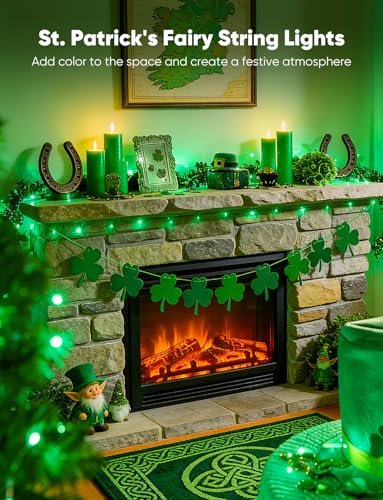 Brightown 12 Pack St. Patrick's Day LED Fairy Lights Battery Operated String Lights Waterproof Silver Wire 7 ft 20 LED Firefly Starry Moon Lights for DIY Wedding Party Bedroom Patio - color: Green, size: 12 PC