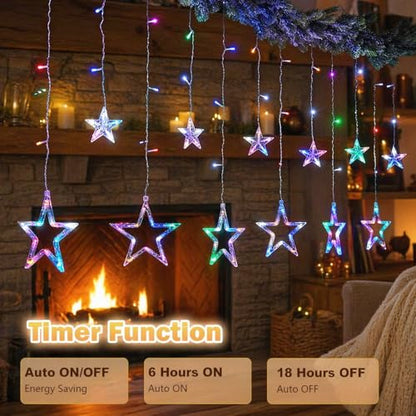 Vigdur Star String Lights, 12 Stars 138 LEDs Star Curtain Light with Remote - color: Star Lights