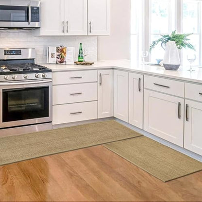 Artoid Mode Non-Slip Kitchen Rugs and Mats Set of 3-17x29 + 17x36 + 17x47 - color: Linen, size: 17" x 29"/17" x 36"/17"x 47"