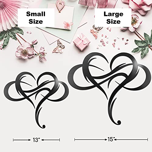 Vivegate Infinity Heart Metal Wall Decor, Unique Love Sign Plaque Steel Art Geometric Wall Decor Set Cut Out for Outside (Large - 15"X13") - size: 15"L x 13"W