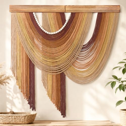 MEIVINES Large Macrame Wall Hanging Boho Tapestry Macrame Wall Art Decor - color: Brown