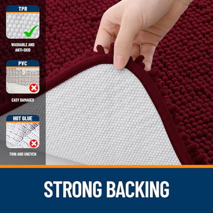 OLANLY Toilet Rugs U-Shaped 20x20, Soft Absorbent Chenille Contour Rugs - color: Burgundy, size: 20" X 20" Contour Rug
