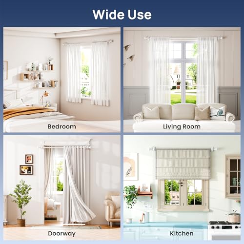 ENJOYBASICS Curtain Rods No Drilling for Renter, 28-60" Adjustable, White - color: White, size: 27-65"
