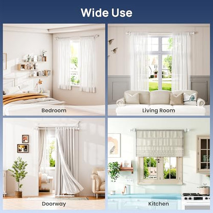 ENJOYBASICS Curtain Rods No Drilling for Renter, 28-60" Adjustable, White - color: White, size: 27-65"