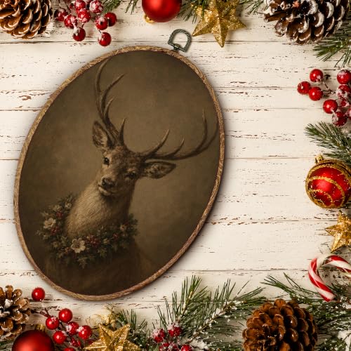 Yorhifa Rustic Winter Christmas Reindeer Framed Wall Art 8.5x11.5in - color: Reindeer