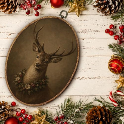 Yorhifa Rustic Winter Christmas Reindeer Framed Wall Art 8.5x11.5in - color: Reindeer