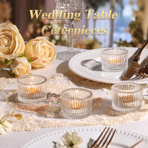 24 Pack Tea Light Candle Holders, Glass Clear Tealight Candle Holder - color: Clear, size: 1.3" x 2"