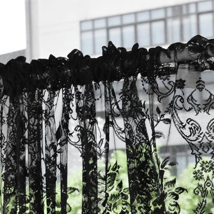 Molaxhome Homey Sheer Embroidered Flowers Vine Valance Window Treatment - color: A634black, size: 52"W x 18"L (Pack of 1)