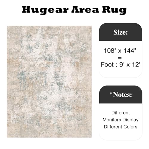 HUGEAR 9x12 Beige Blue Abstract Washable Area Rug for Living Room - color: Beige/Blue, size: 9' x 12' (Rectangular)