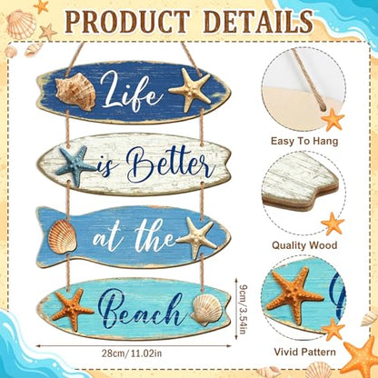 Wall Art Decor, Wooden, for Kitchen Dining Room, Beach Coastal - style: Coastal