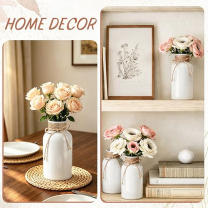 12 Pack Mason Jar Vases for Centerpieces, White Glass Flower Vase - color: White