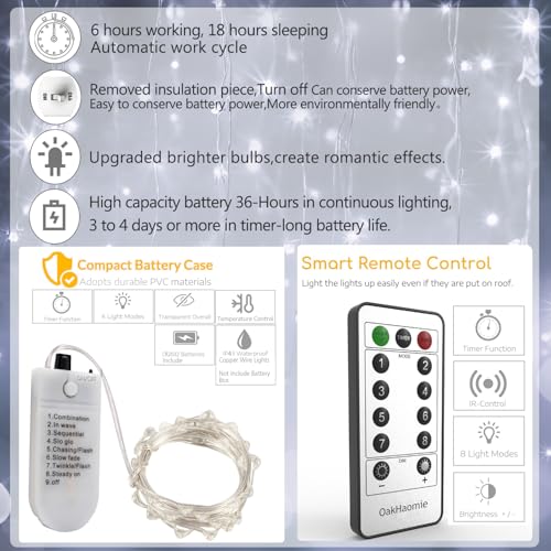 6 Pack Fairy Lights Battery Operated String Lights w/ Timer,2 Remotes,20LED - color: Cool White, size: 6.5ft