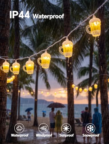 8.5FT Beer Mug String Lights Outdoor, 10 LED Tropical Beach Themed Lights - color: Beer Mug String Lights