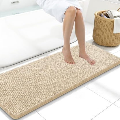 Arotive Bathroom Rugs 47x17, Soft Absorbent Shaggy Chenille Bath Rugs - color: Beige, size: 47" X 17"
