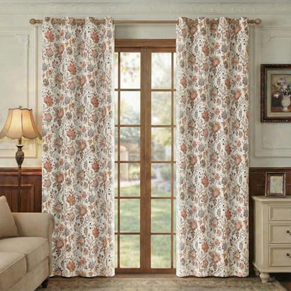 FMFUNCTEX Beige Boho Blackout Floral Curtains, 52X84 Inches, 2 Panels - color: Beige, size: 52"W x 84"L (Pack of 2)
