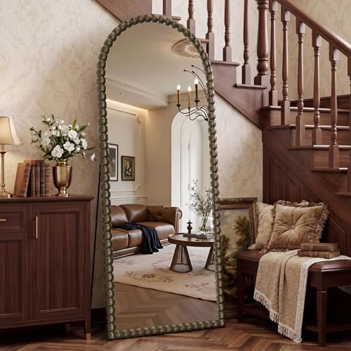 Antique Bronze Full Length Mirror 71x28 in, Beaded Standing Mirror - color: Antique Bronze