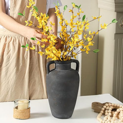 Ceramic Flower Vase with Handles, 11 Inch Tall Farmhouse Vase - color: 103-4-11.4in
