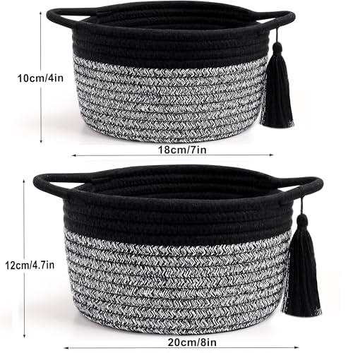 Small Gift Basket Empty to Fill, 2 Pack, Mini Woven Basket, Black Gray - color: Gray Black, size: 2 Pack