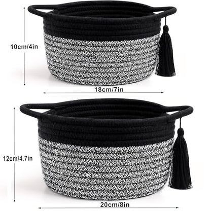 Small Gift Basket Empty to Fill, 2 Pack, Mini Woven Basket, Black Gray - color: Gray Black, size: 2 Pack
