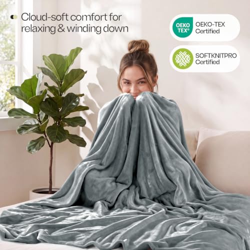 Soft Fleece Blanket for Bed King Size Cool Grey (90x102 Inch) - color: Cool Grey, size: King (90x102 Inch)