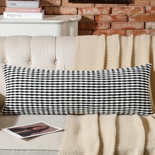 AmHoo Boho Chenille Pillow Cover,14 x 36-Inch Black - color: Black, size: 36" x 14" (Pack of 1)