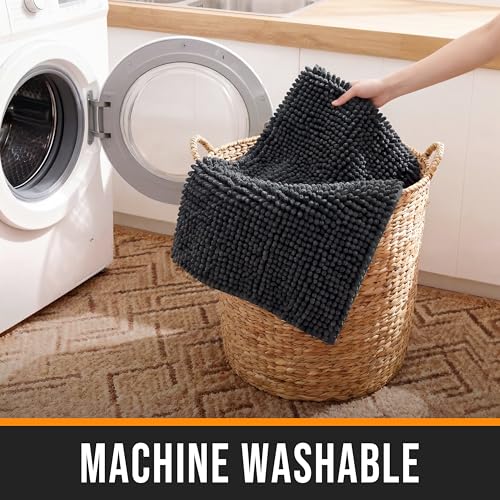 Chenille Bathroom Rug 32"x20" Soft Absorbent Quick Dry Rugs , Dark Gray - color: Dark Gray, size: 1'8" x 2'8" (Rectangular)