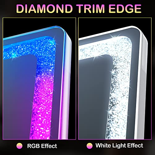 LVSOMT 63 x 20 in Full Length Mirror with LED Lights, RGB Lighting, White - color: White, size: 63"L x 20"W