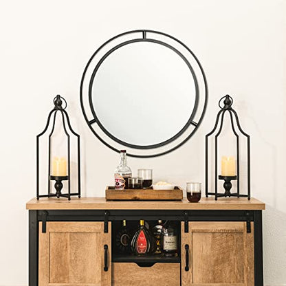 Glitzhome 22" H Modern Farmhouse Black Metal Lantern Decorative Hanging Candle Lanterns (Large) - color: Black Large