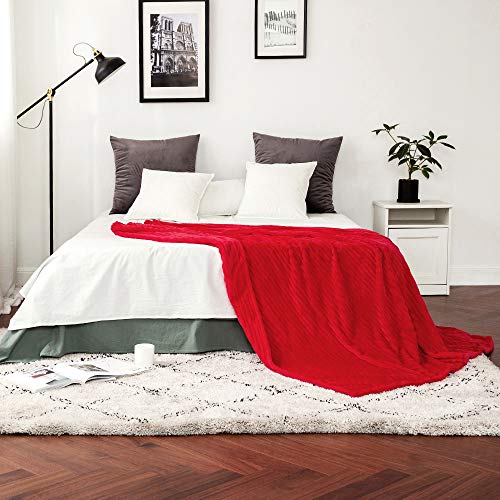 MIULEE Christmas Red Fleece Throw Blanket for Couch 50"x60" - color: Red, size: 50"x60"