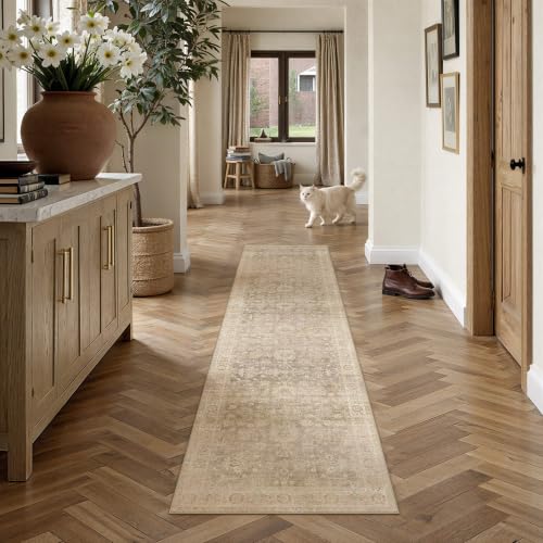HUGEAR Beige Runner Rugs 2x10 Hallway Washable Rug - color: Retro Beige, size: 2' x 10' (Runner)