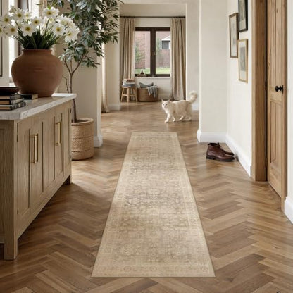 HUGEAR Beige Runner Rugs 2x10 Hallway Washable Rug - color: Retro Beige, size: 2' x 10' (Runner)