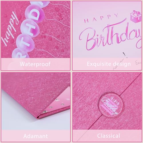 Crenics Hot Pink Happy Birthday Guest Sign in Book Alternative 18" x 12" - color: Hot Pink