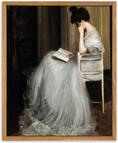 UPWOIGH Jacques-Emile Blanche The Reader Framed Wall Art, 16 x 24 Inch - color: Brown Woman, size: 24"L x 16"W