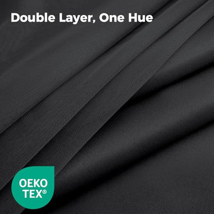 100% Blackout Curtains for Bedroom, Double Layer Black 96" L - color: Black, size: 52"W x 96"L (Pack of 2)